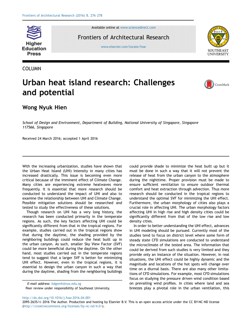 research paper on urban heat island