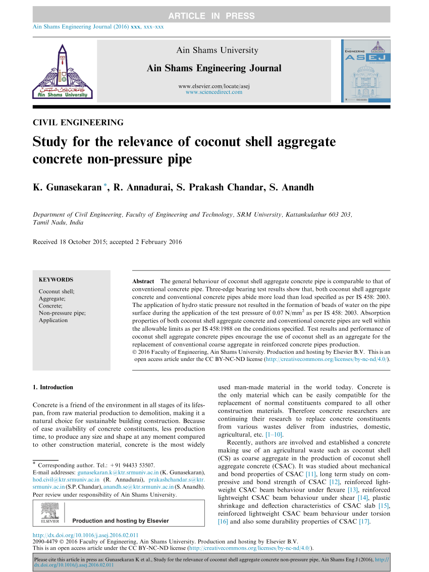 Evaluation of the optimal concrete mix design with coconut shell ash as a  partial cement replacement - ScienceDirect