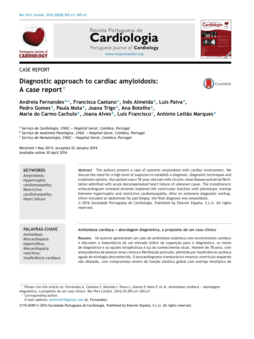 Diagnostic approach to cardiac amyloidosis: A case report