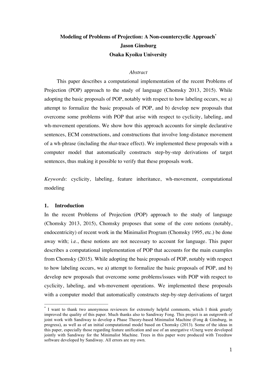 (PDF) Modeling of Problems of Projection A noncountercyclic approach