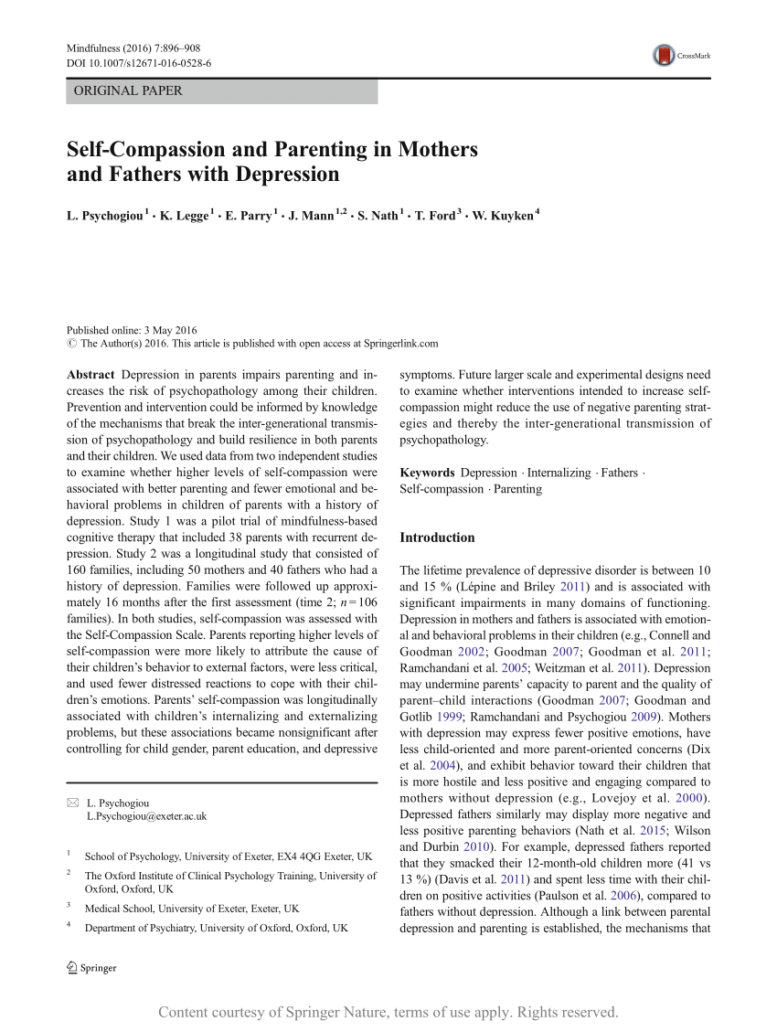(PDF) Self-Compassion and Parenting in Mothers and Fathers with ...