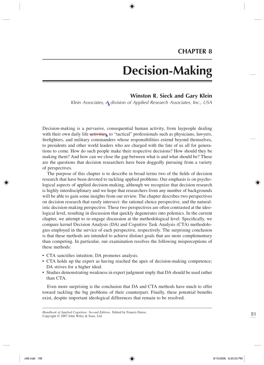 article review on decision making pdf