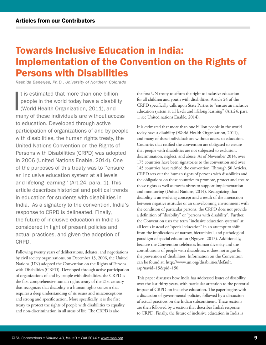 articles on inclusive education in india
