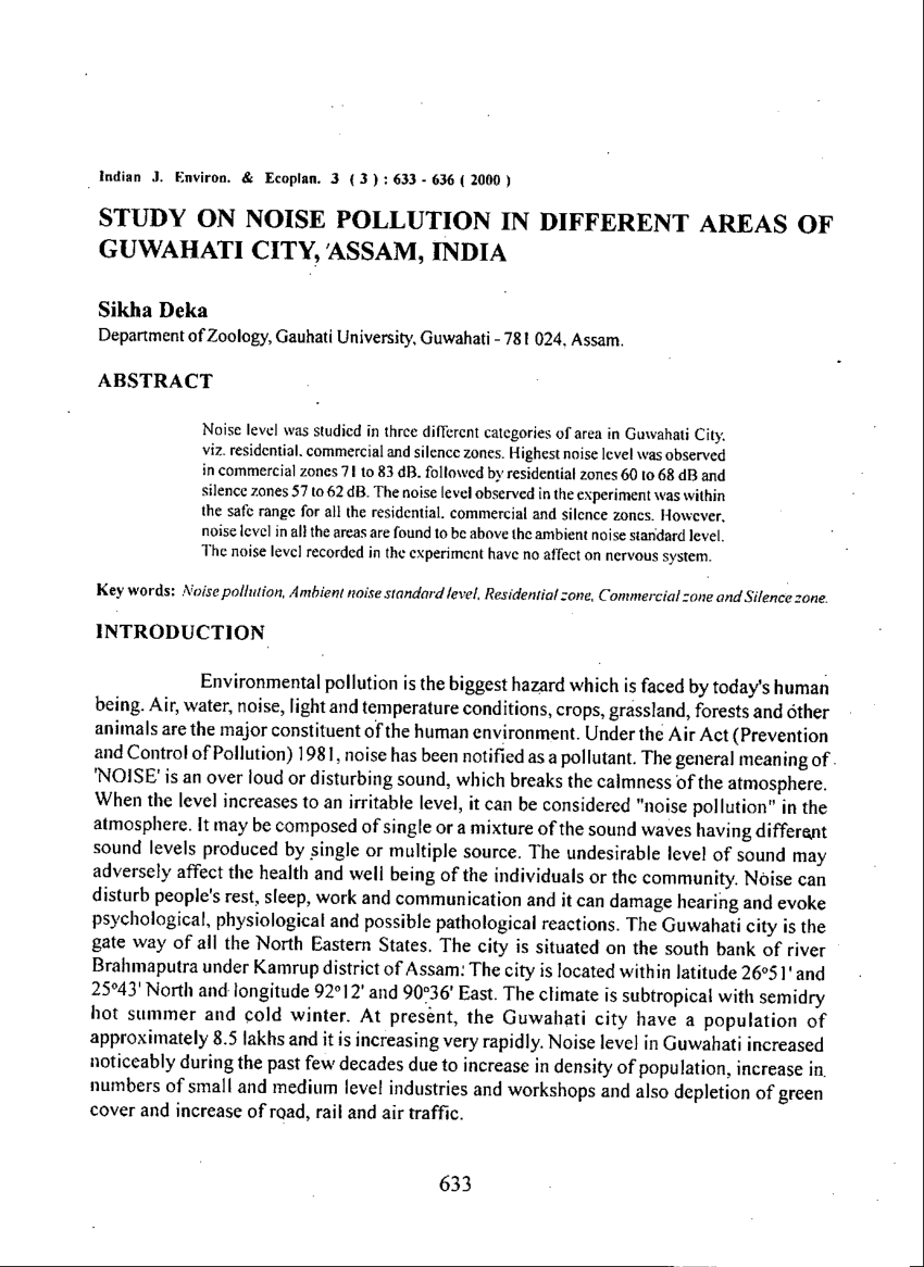 research paper on noise pollution in india