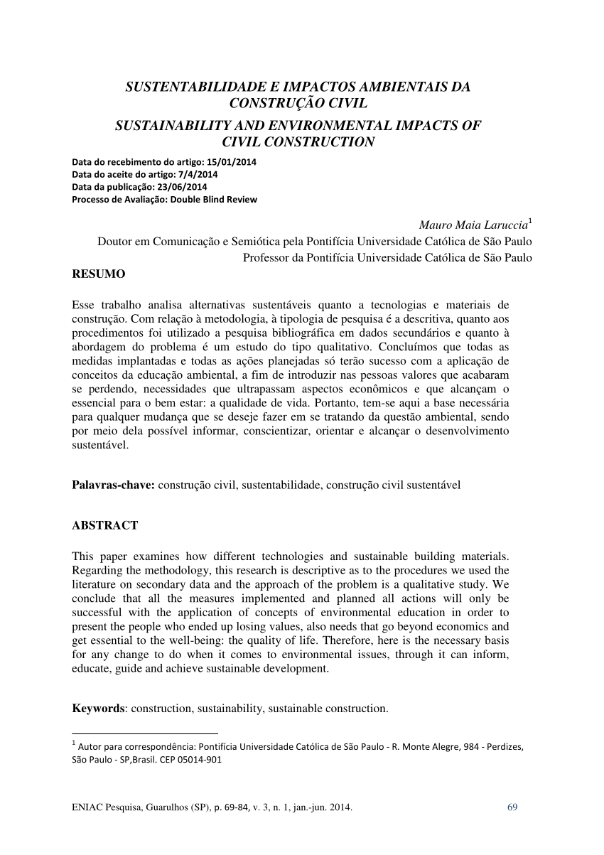 PDF) Engenharia civil: Demandas sustentáveis e tecnológicas e aspectos  ambientais 2