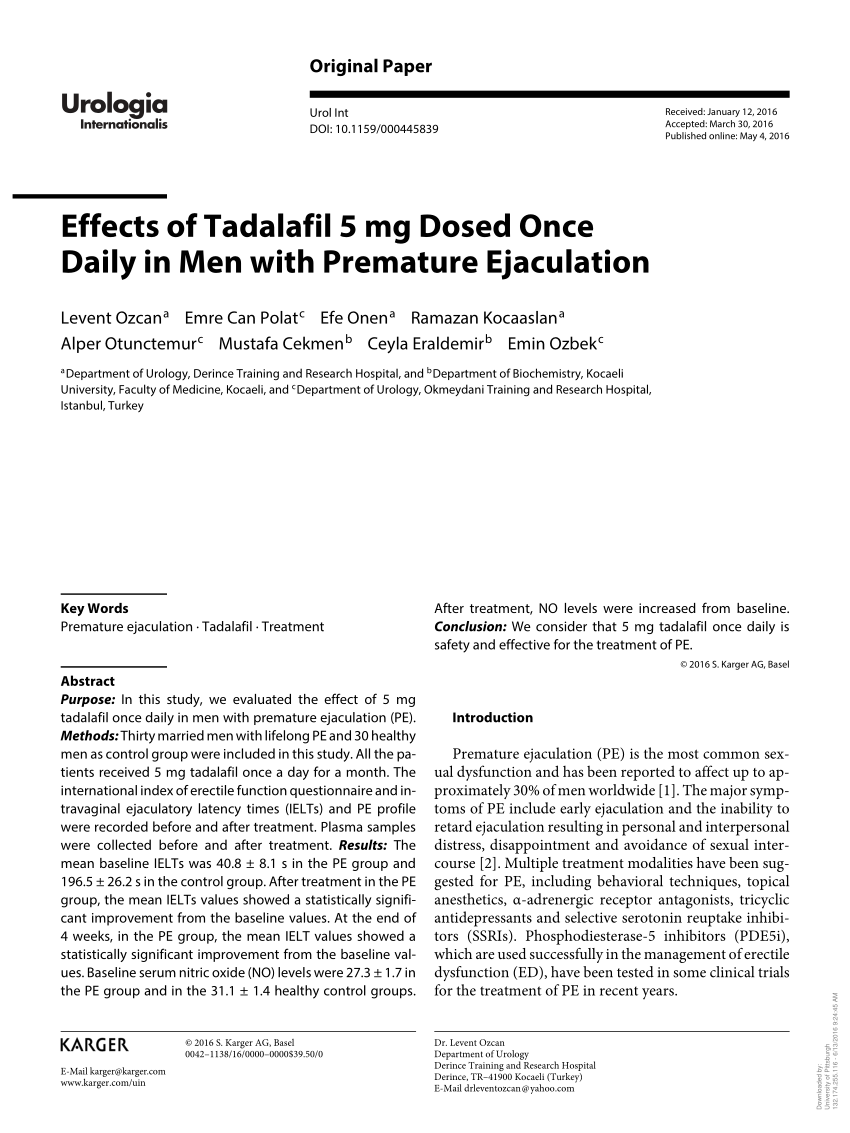 PDF Effects of Tadalafil 5 mg Dosed Once Daily in Men with