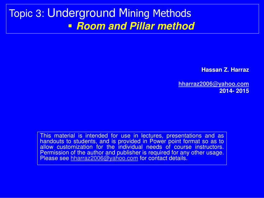 Pdf Underground Mining Methods Room And Pillar Method