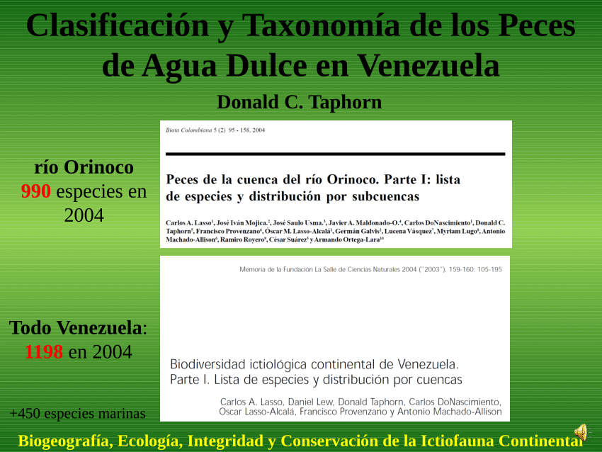 Pdf Clasificacion Y Taxonomia De Los Peces De Agua Dulce En Venezuela