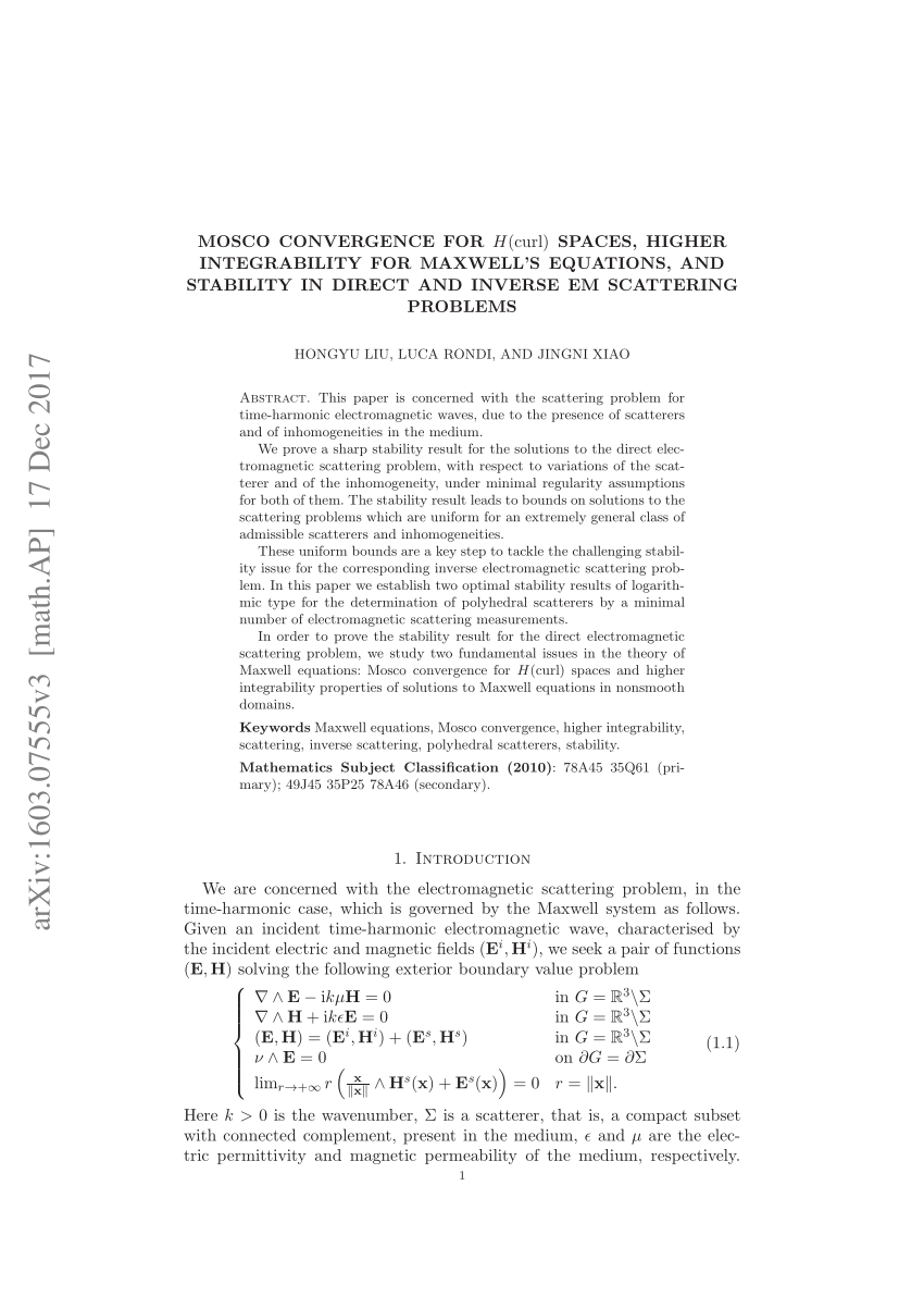 (PDF) Mosco convergence for H(curl) spaces, higher integrability for ...