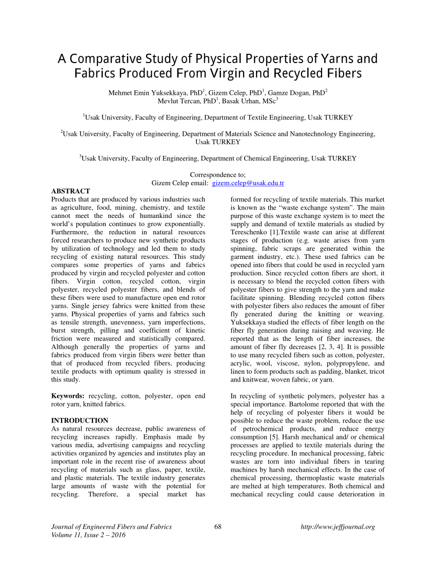 Comparitive analysis-properties of virgin and recycled polyester