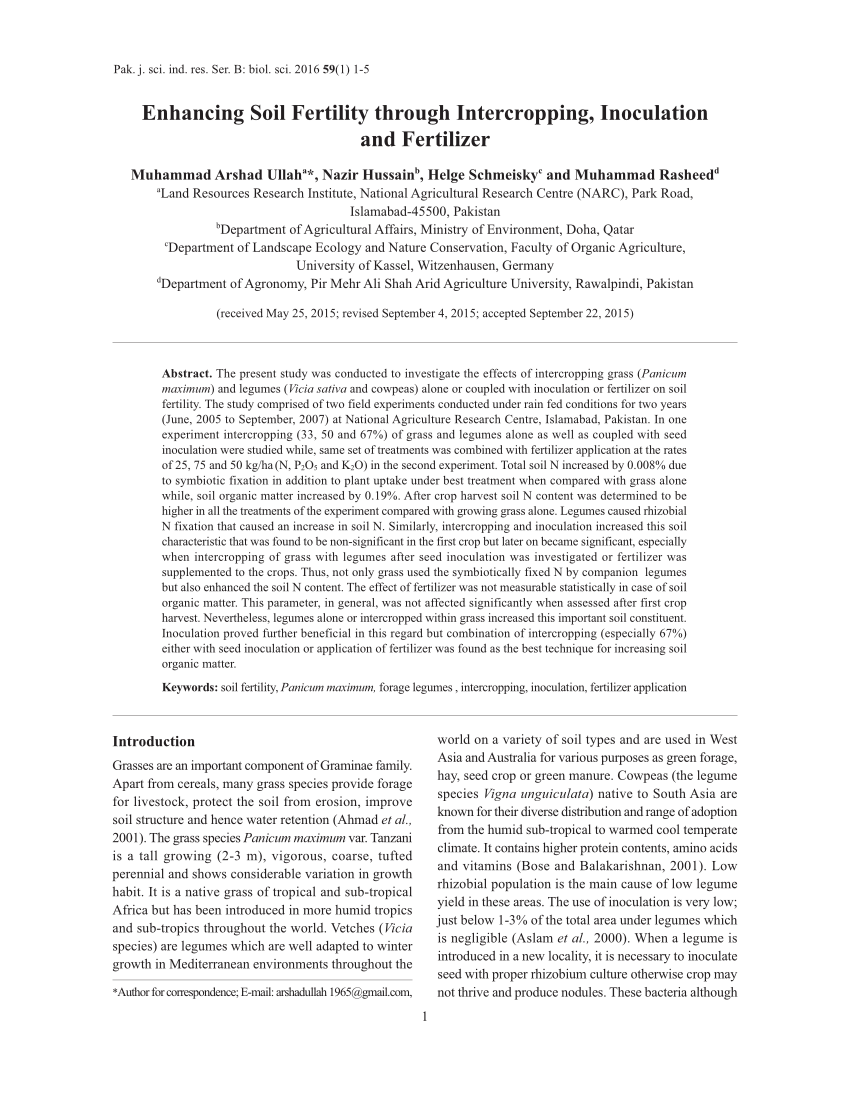 (PDF) Enhancing Soil Fertility through Intercropping ...