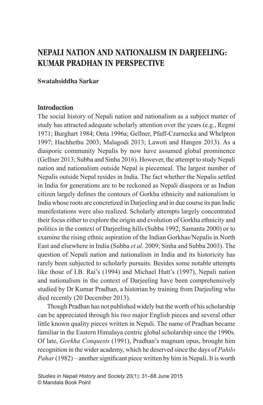 PDF NEPALI NATION AND NATIONALISM IN DARJEELING