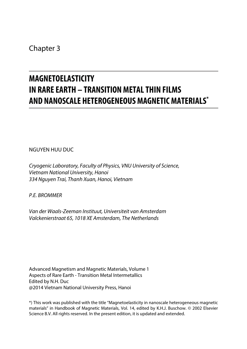PDF) MAGNETOELASTICITY IN RARE EARTH – TRANSITION METAL THIN FILMS 