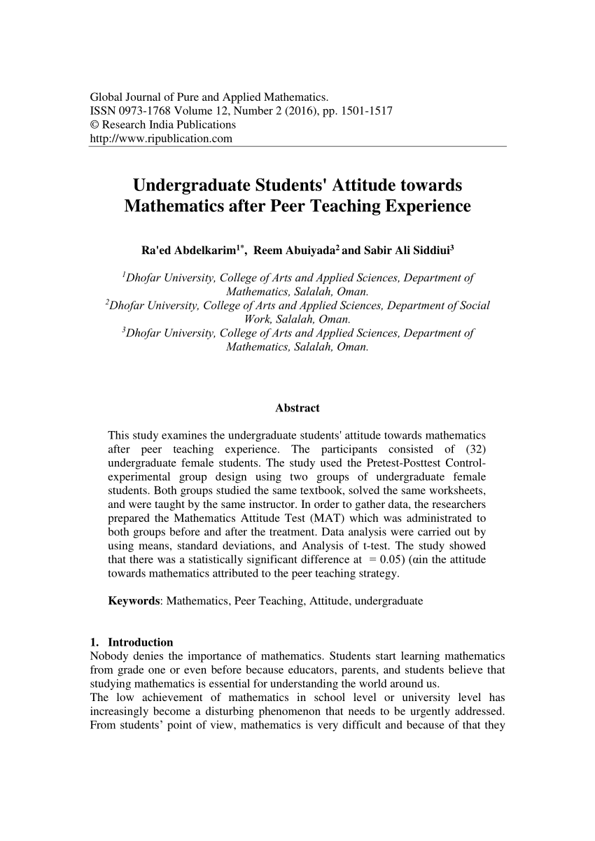 literature review on students' attitude towards mathematics