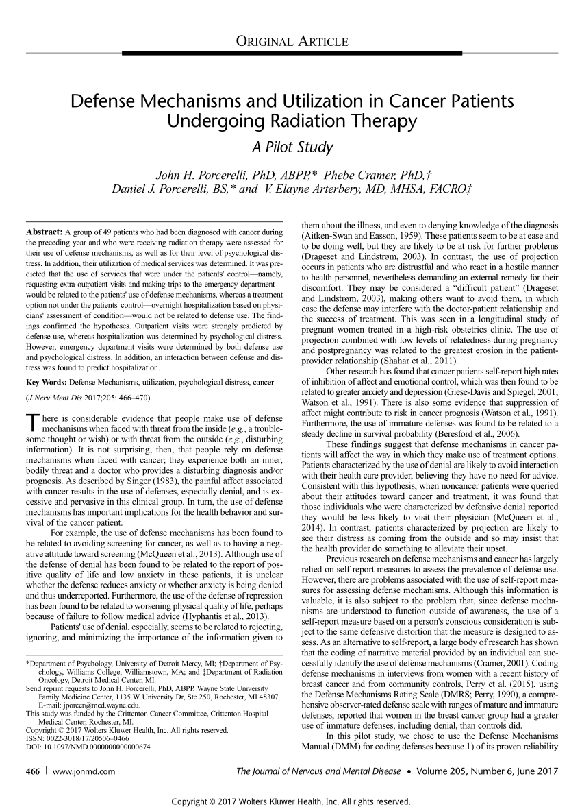 defence mechanism research paper