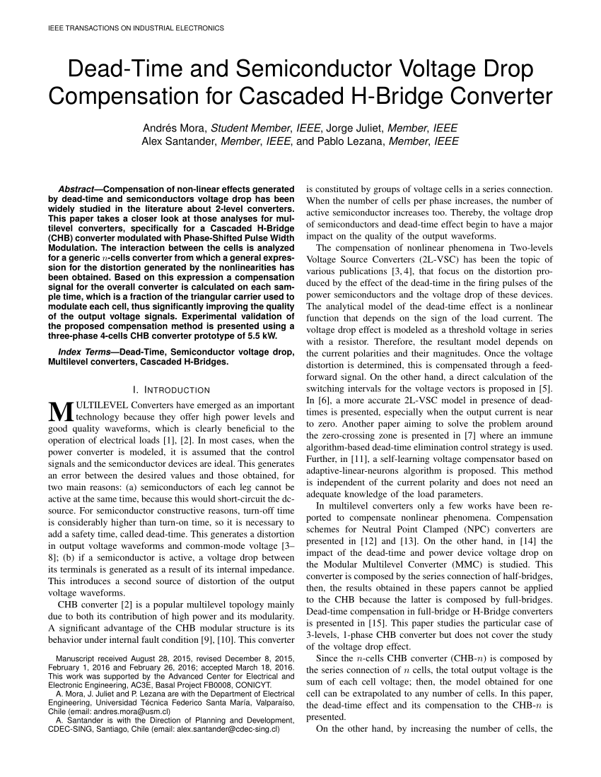 Dead-Time and Semiconductor Drop Compensation for Cascaded H-Bridge Converters