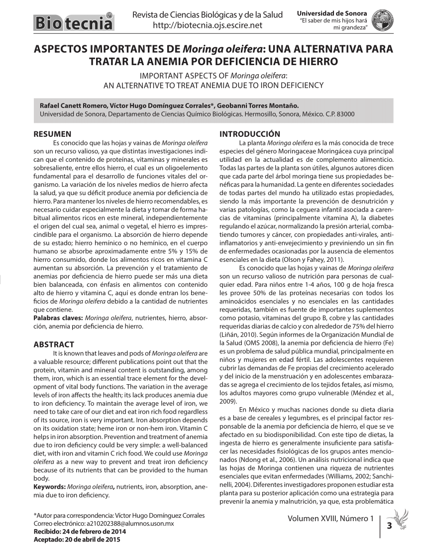 (PDF) ASPECTOS IMPORTANTES DE Moringa oleifera: UNA ...