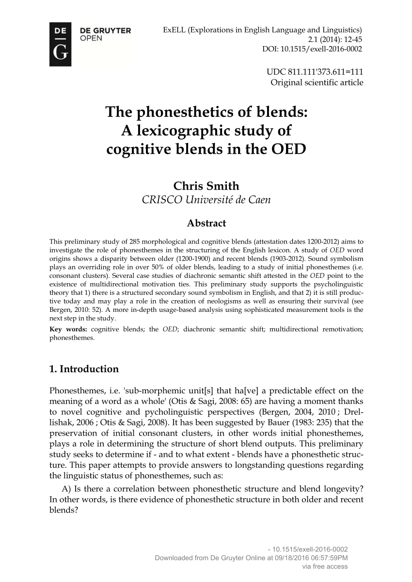 PDF) The phonesthetics of blends A lexicographic study of cognitive blends in the image