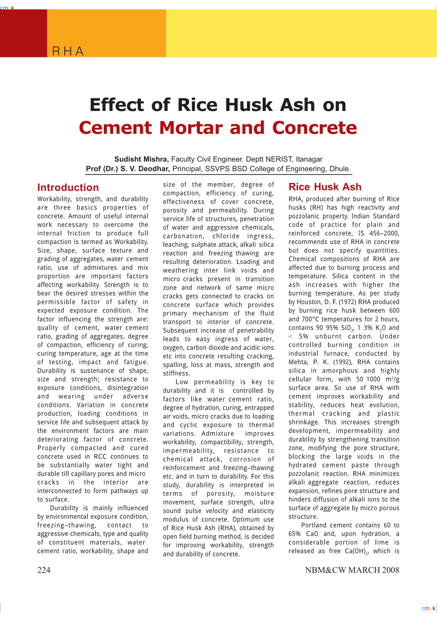 research paper on rice husk ash