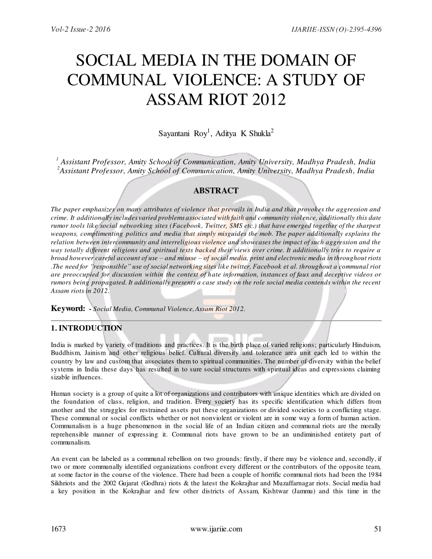 research paper on communal violence