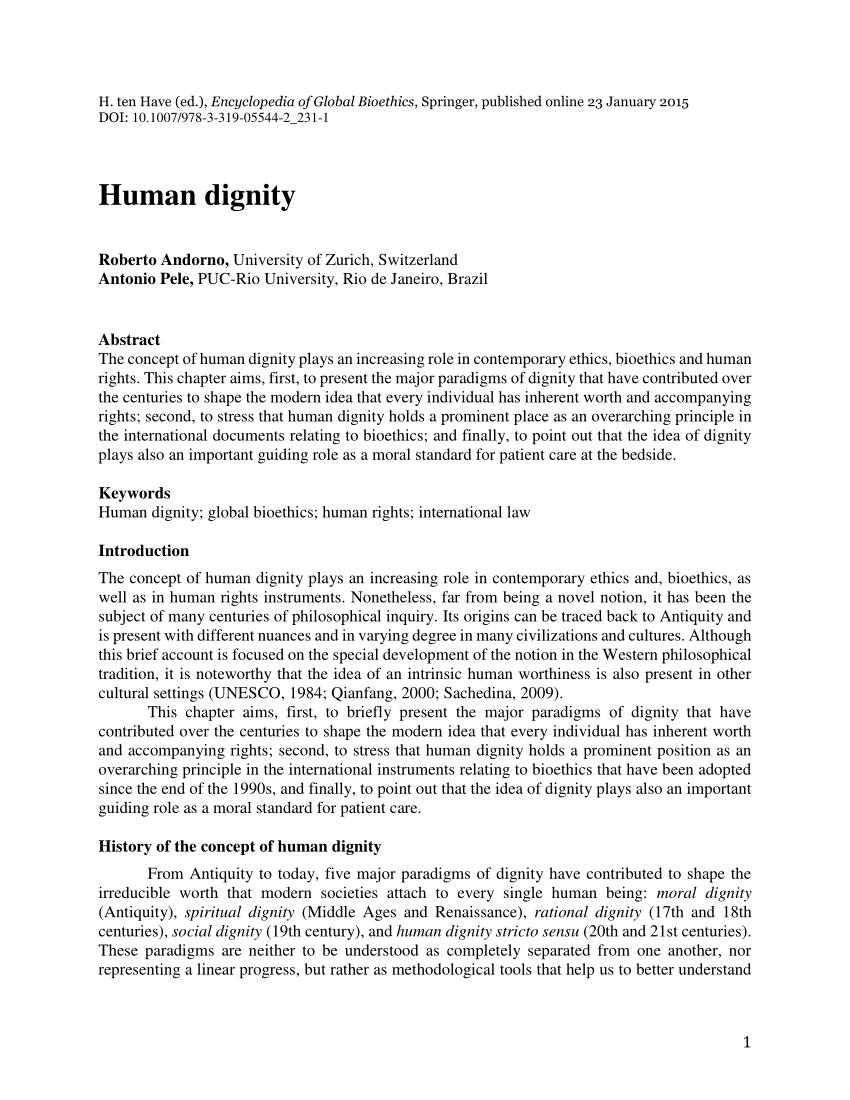 human dignity meaning essay