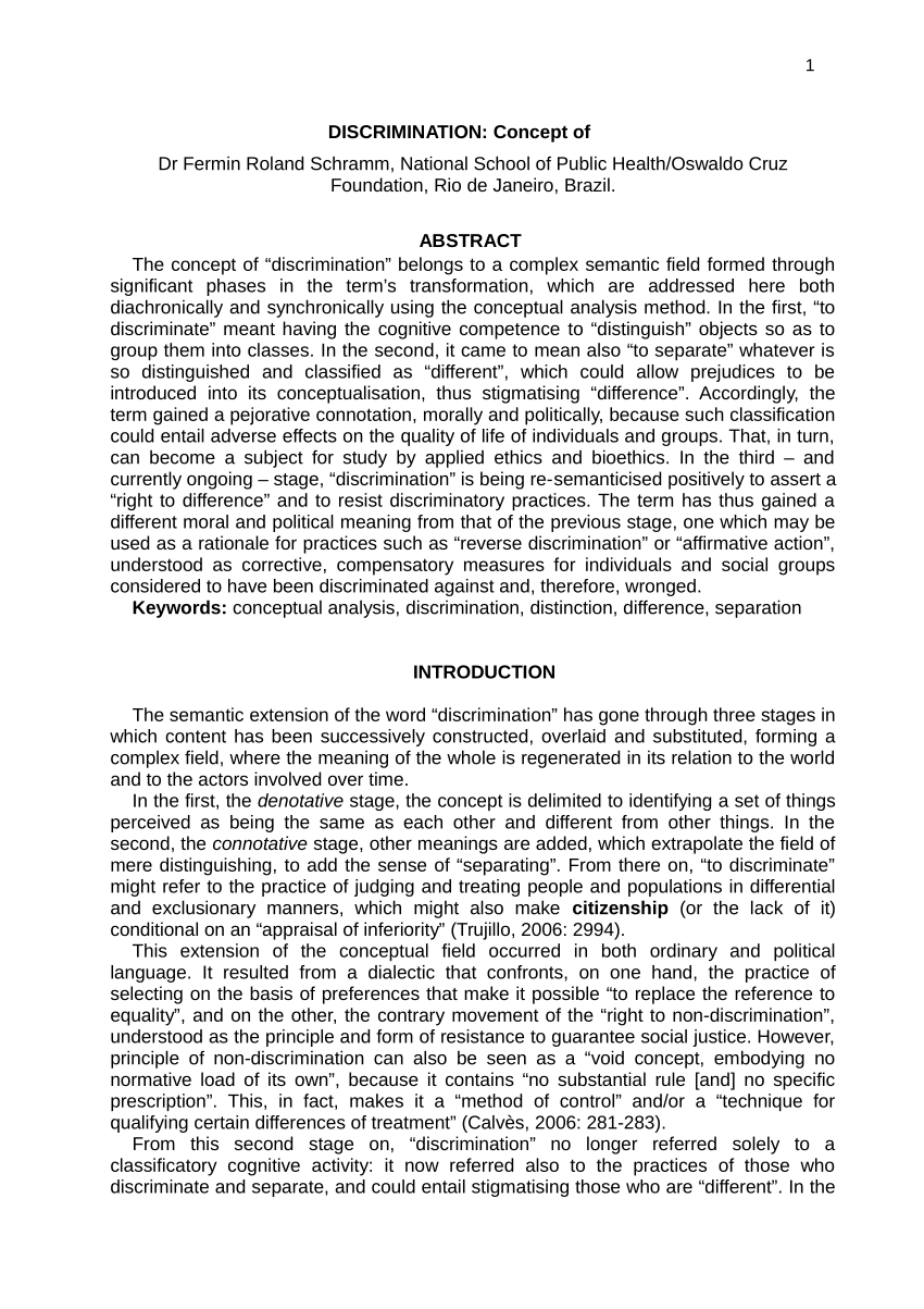 discrimination in education research paper pdf