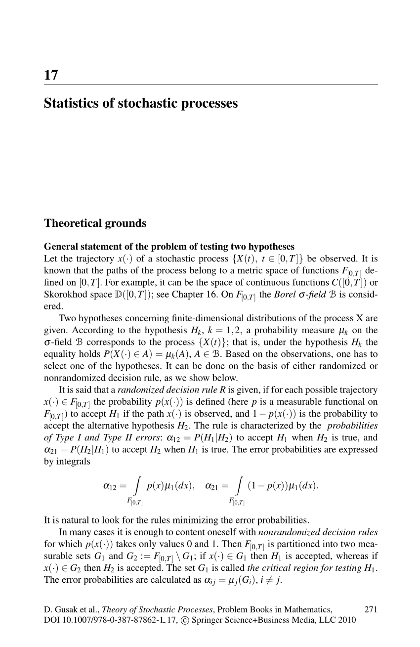 (PDF) Statistics of stochastic processes