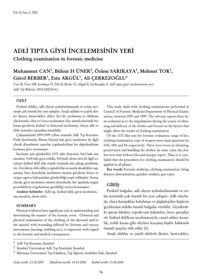 (PDF) Clothing Examination in Forensic Medicine