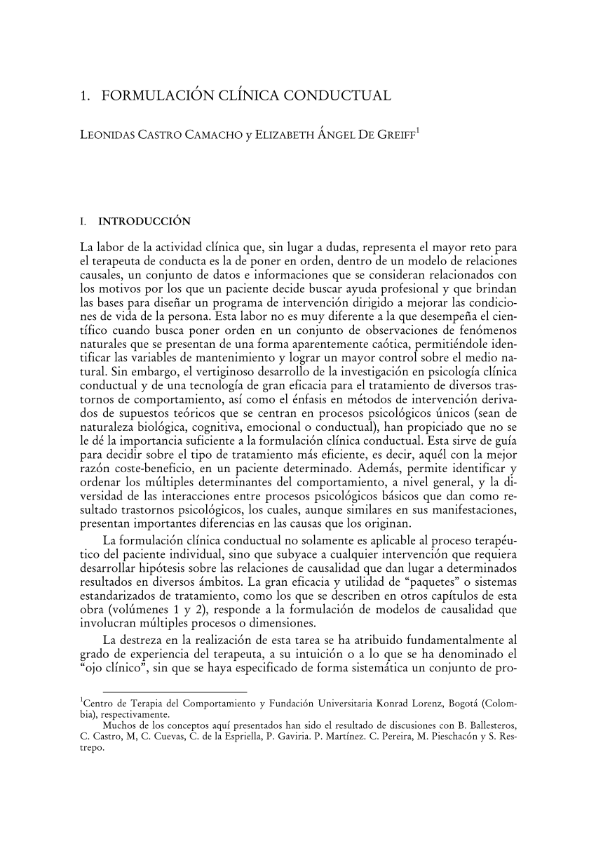 PDF) . FORMULACIÓN CLÍNICA CONDUCTUAL