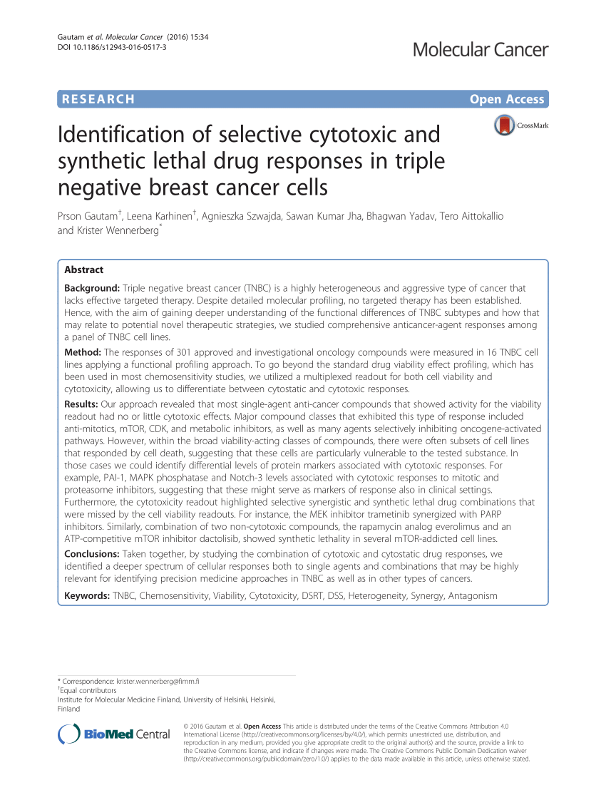PDF Identification of selective cytotoxic and synthetic lethal