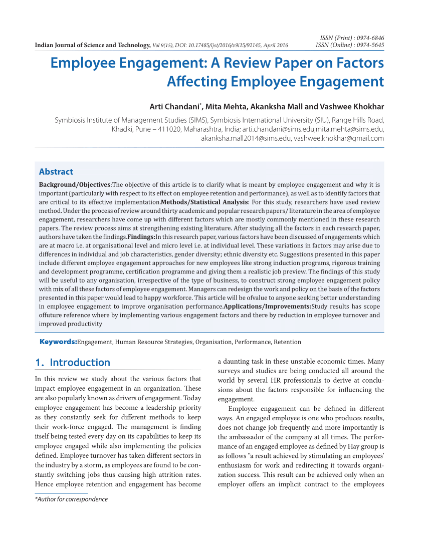 research paper on employee engagement