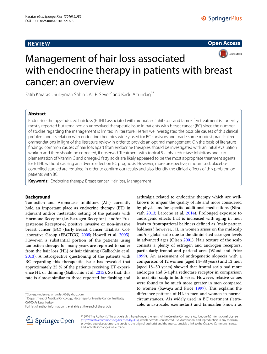 PDF) Management of hair loss associated with endocrine therapy in patients  with breast cancer: an overview