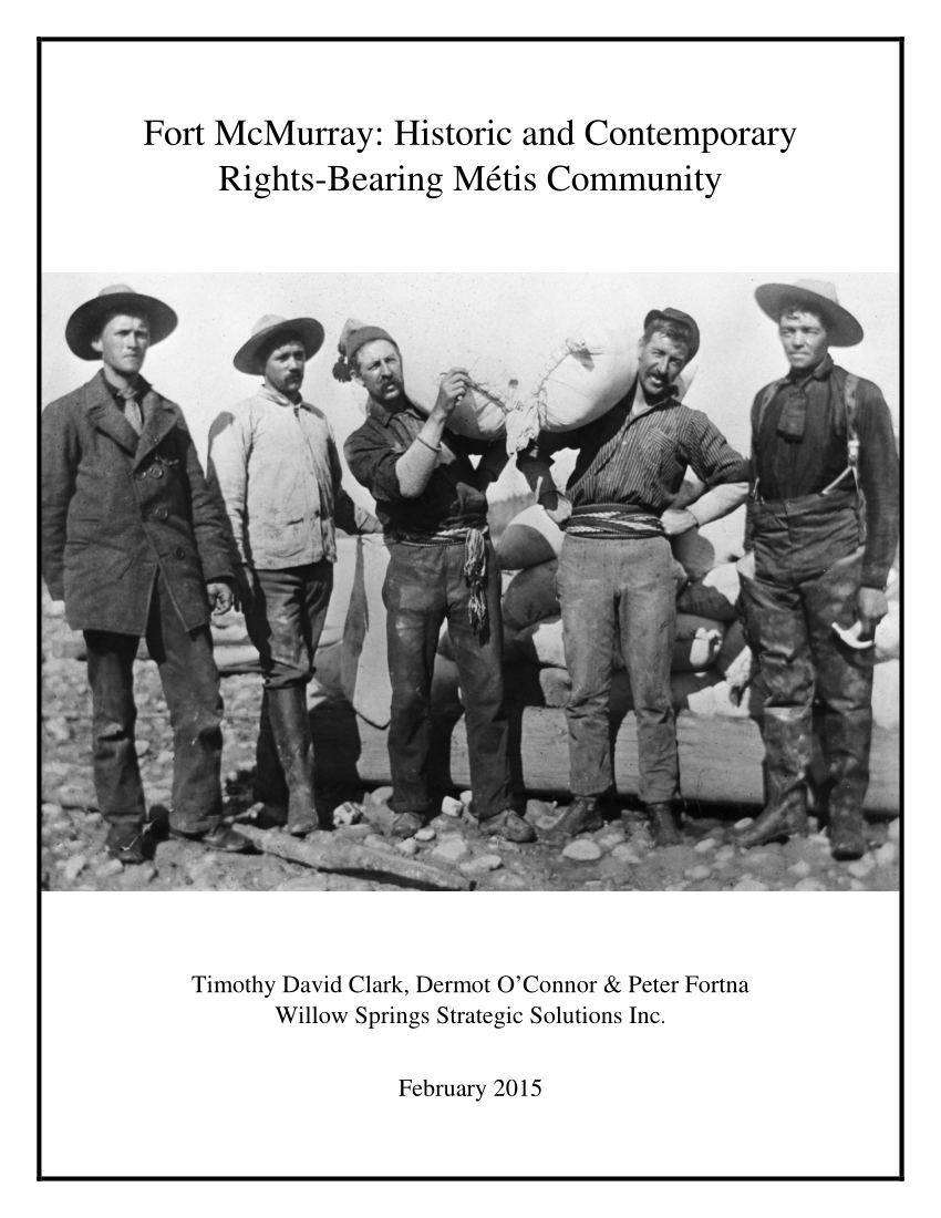 PDF) Fort McMurray: Historic and Contemporary Rights-Bearing Métis Community