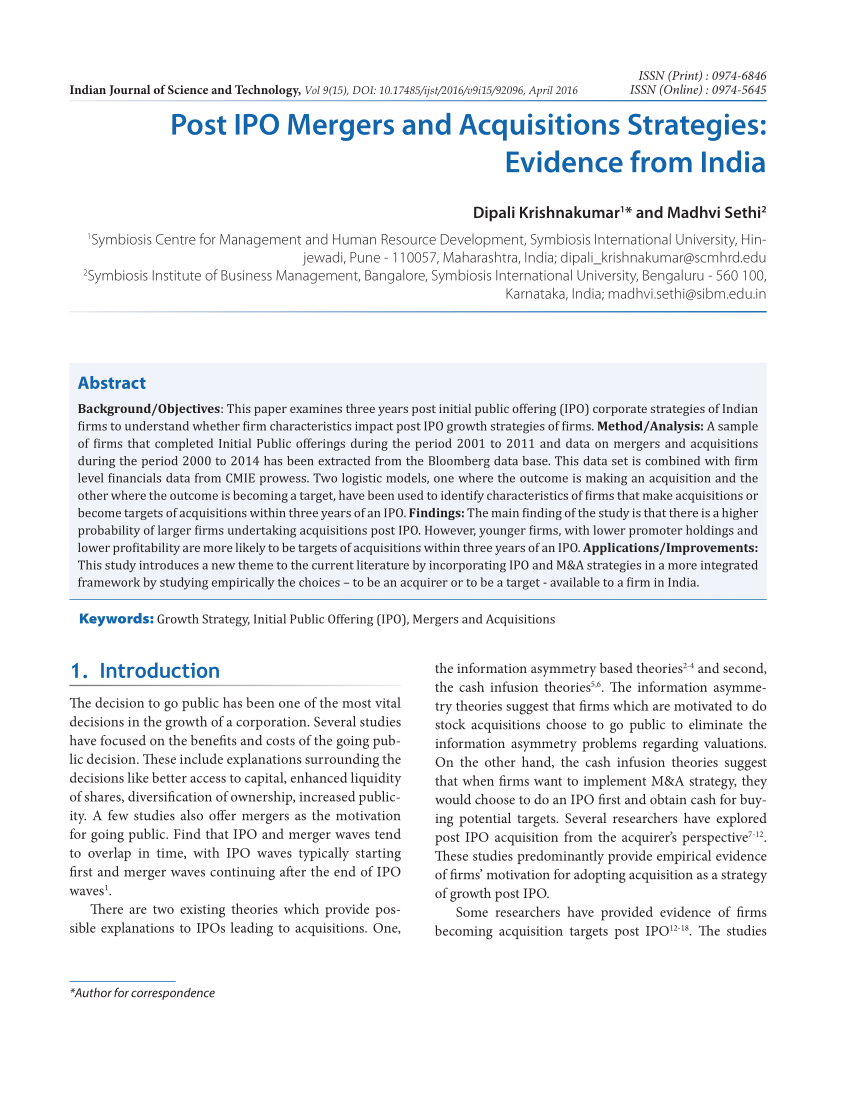 research paper on ipo in india