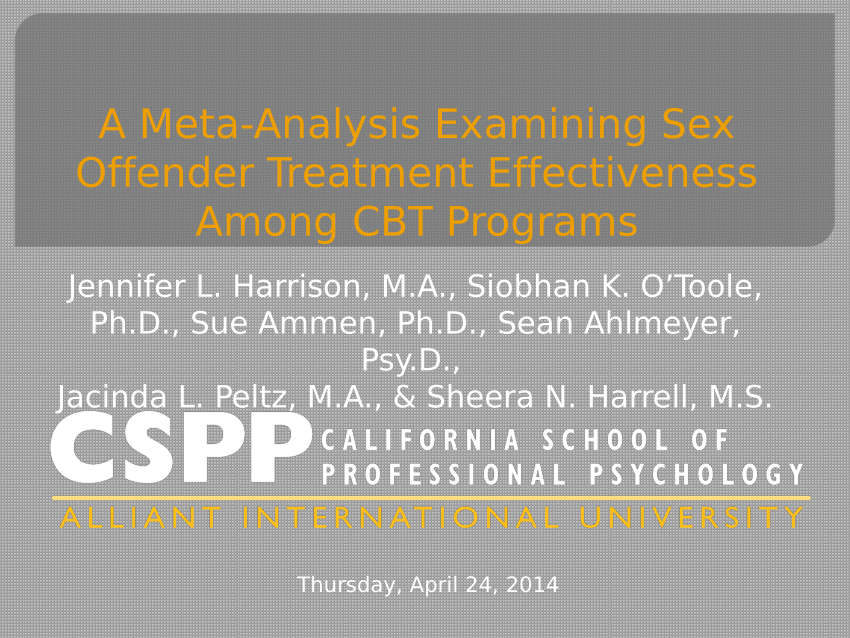 Pdf A Meta Analysis Examining Sex Offender Treatment Effectiveness Among Cbt Programs 5579