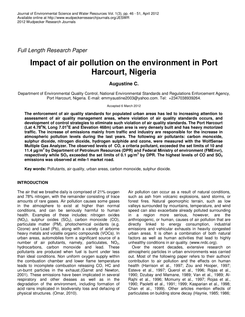 research paper on air pollution