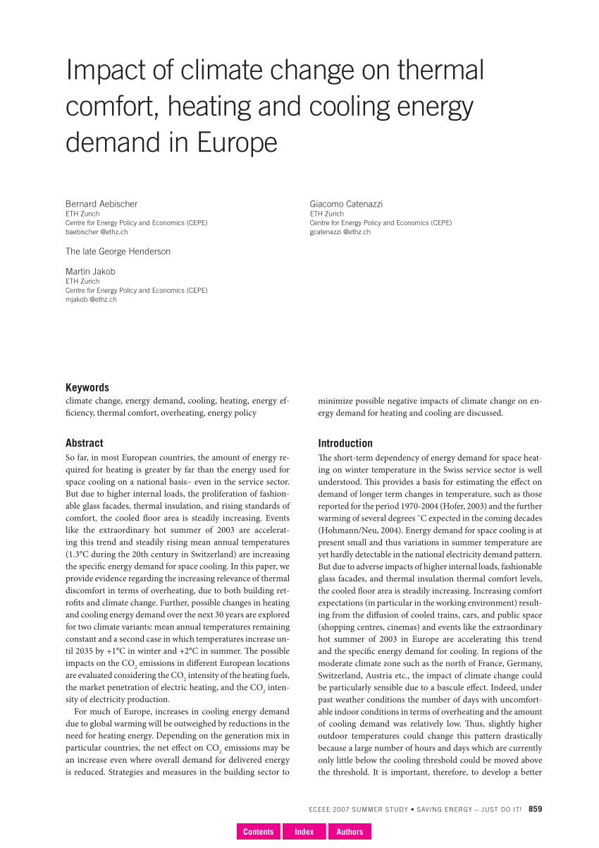 Pdf Impact Of Climate Change On Thermal Comfort Heating And