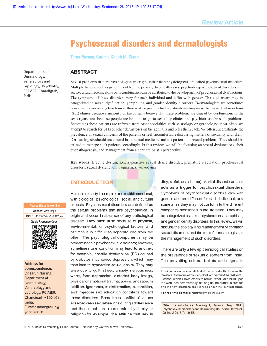 PDF) Psychosexual disorders and dermatologists