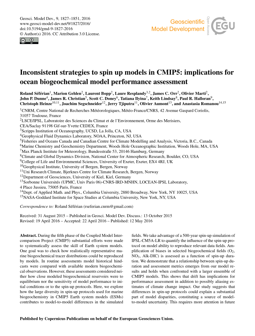 PDF) Inconsistent strategies to spin up models in CMIP5 