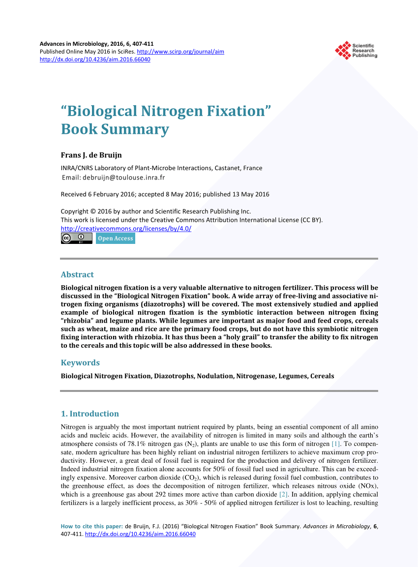 PDF) “Biological Nitrogen Fixation” Book Summary