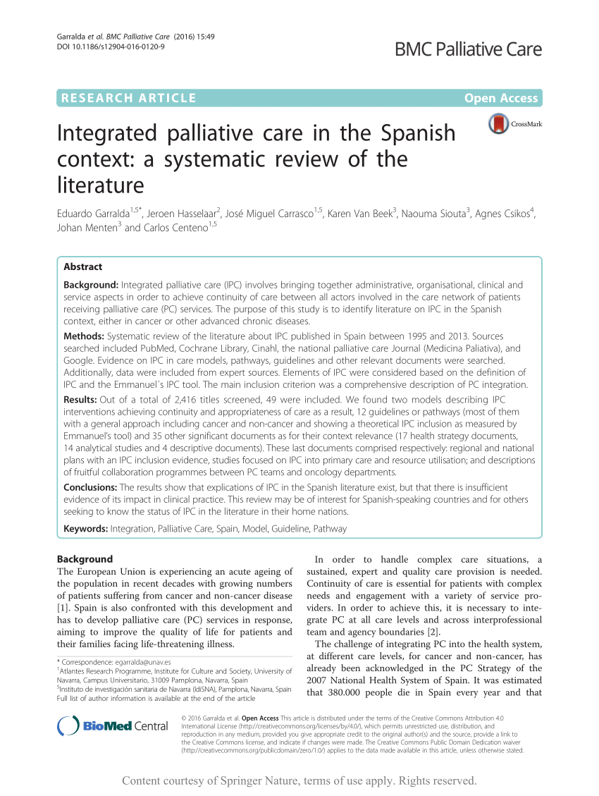 PDF) Integrated palliative care in the Spanish context: A ...