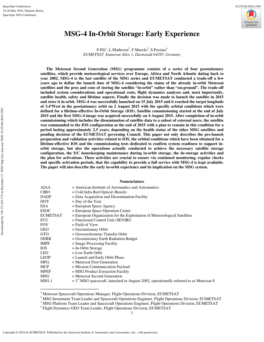 PDF MSG 4 In Orbit Storage early experience