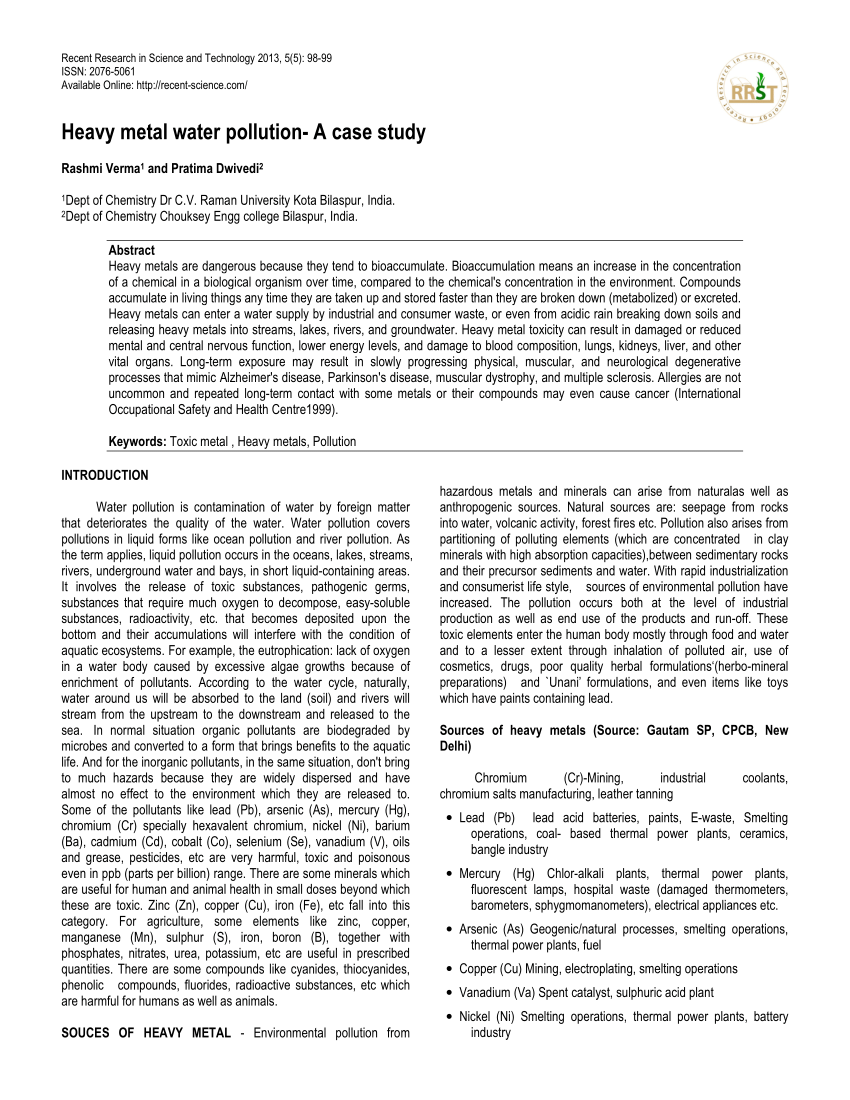 Industrial Waste Water Pollution Case Study