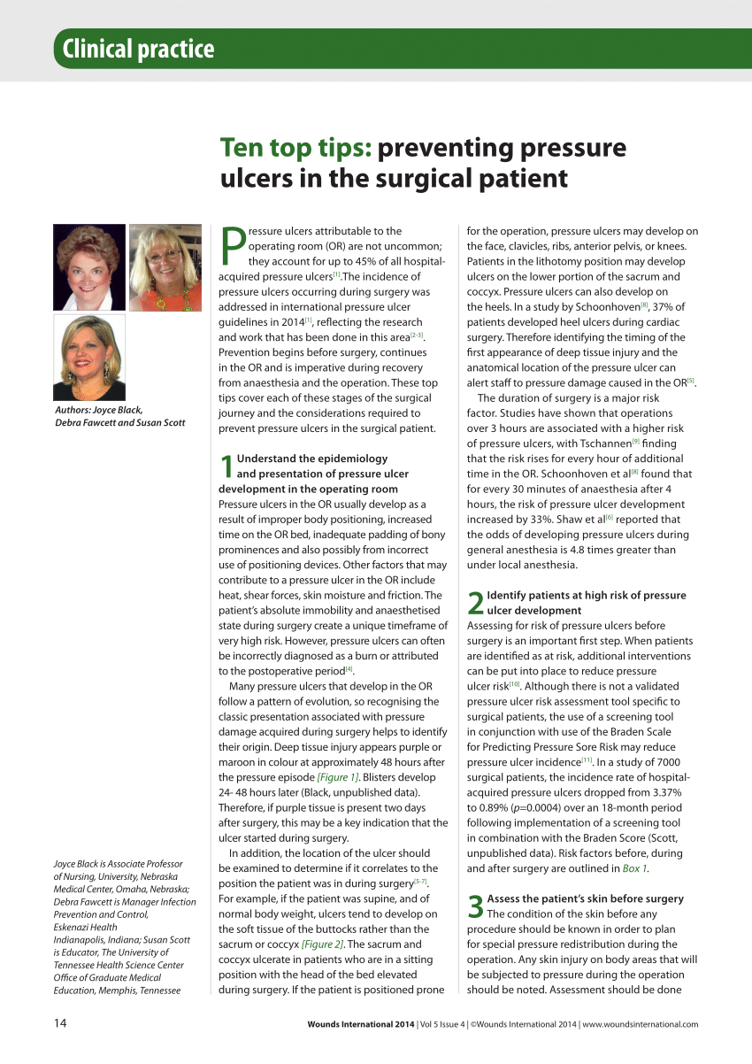 Pdf Ten Top Tips Preventing Pressure Ulcers In The Surgical Patient