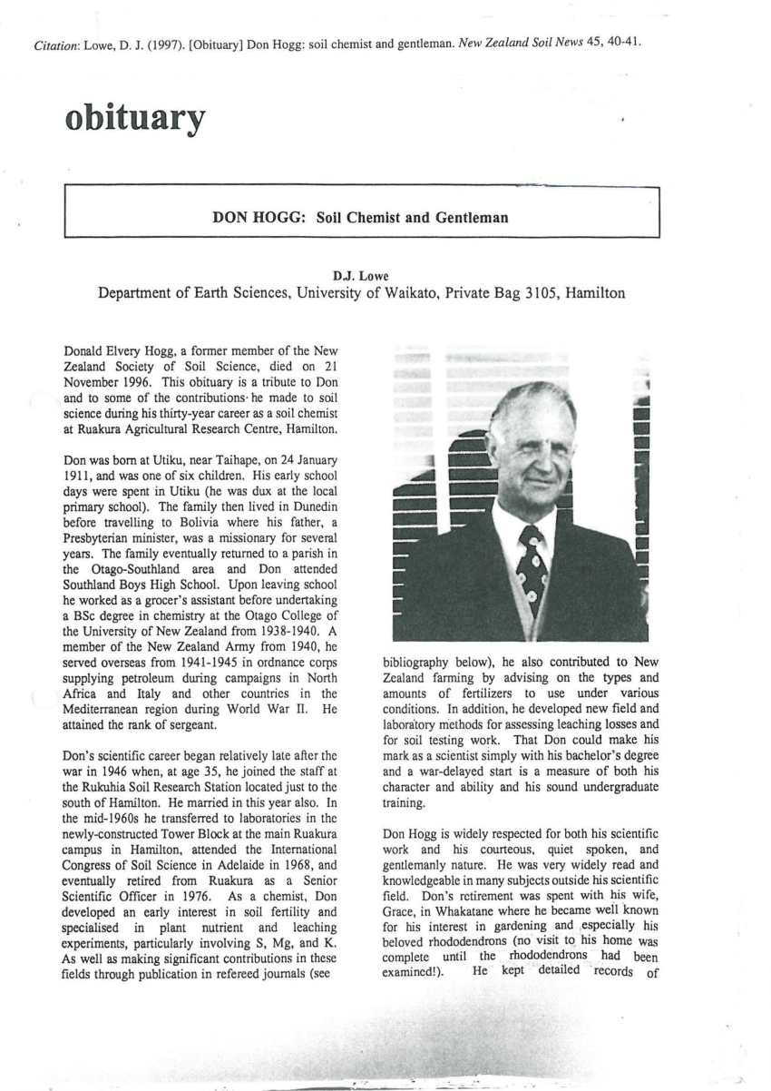 (PDF) Don Hogg: soil chemist and gentleman