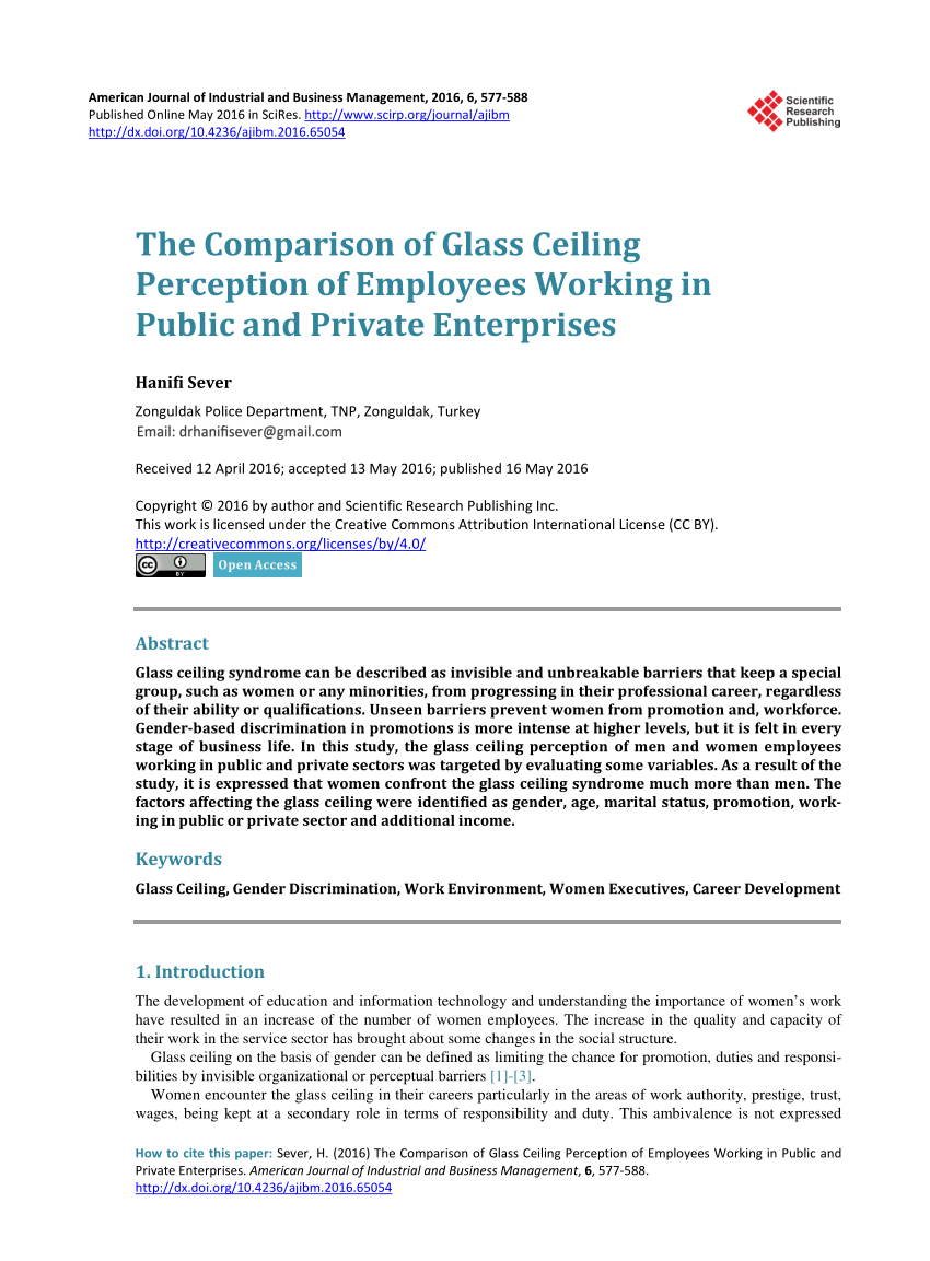 Pdf The Comparison Of Glass Ceiling Perception Of Employees