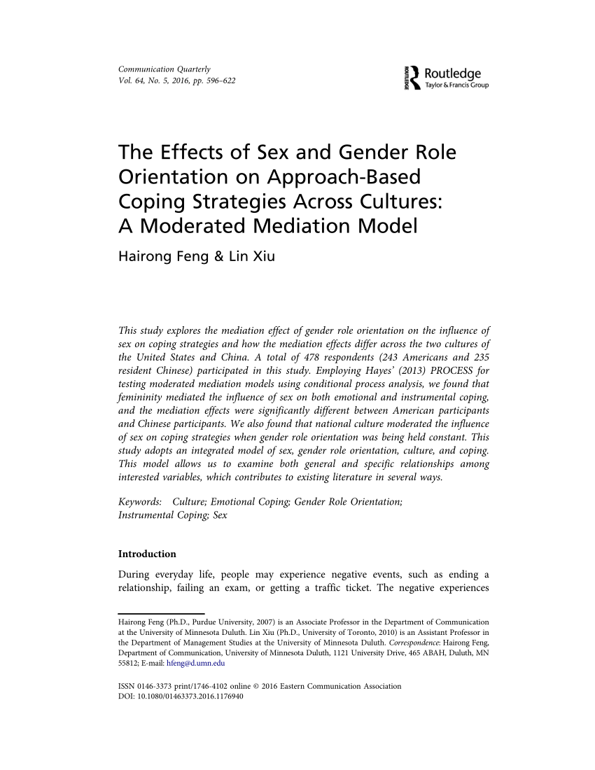 Pdf The Effects Of Sex And Gender Role Orientation On Approach Based Coping Strategies Across 4871