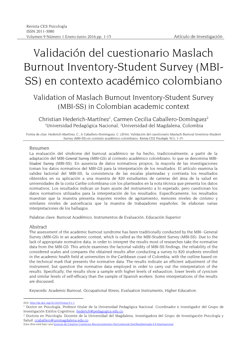 Maslach Burnout Inventory (mbi Questionnaire