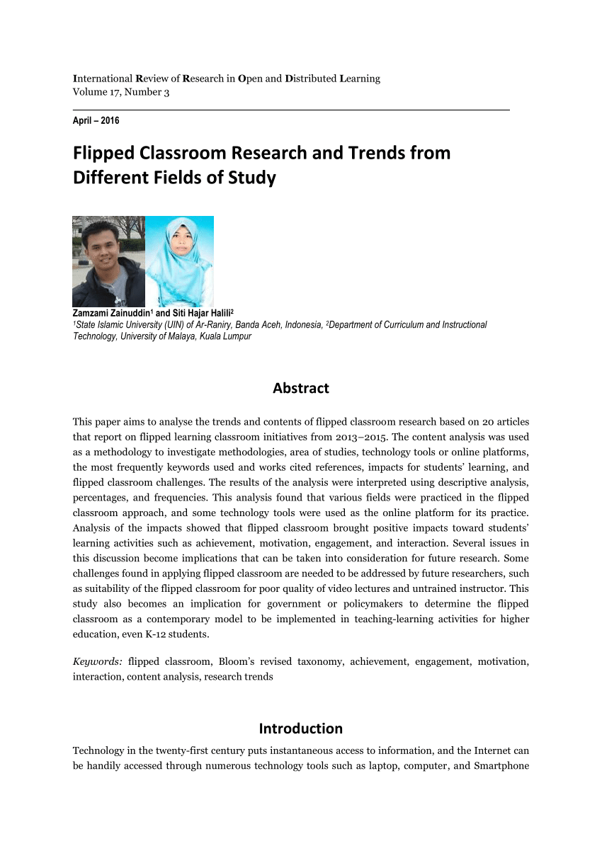 research paper on flipped classroom