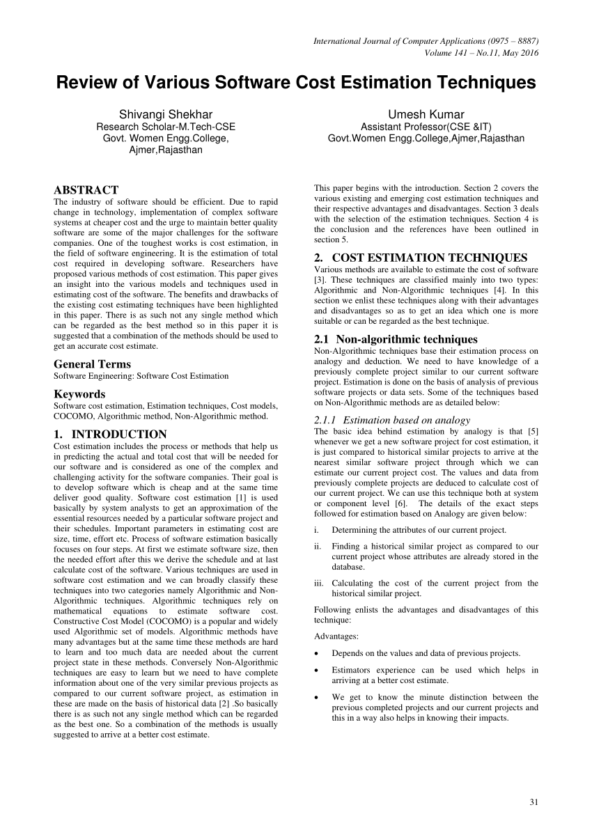 pdf-review-of-various-software-cost-estimation-techniques